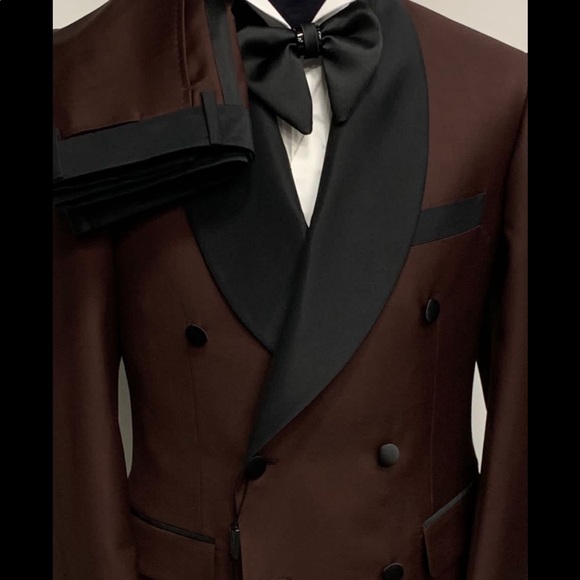 Red luxury double breasted textured tuxedo/pant